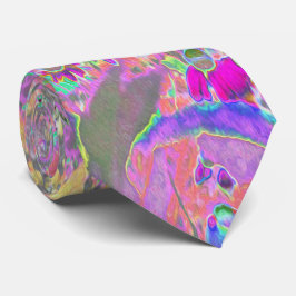 水彩ガーデンサンライズ（紫色の花を使用） ネクタイ