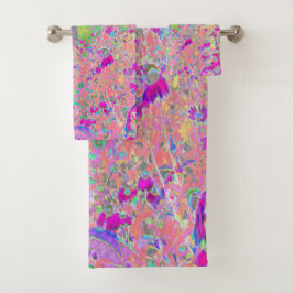 水彩ガーデンサンライズ（紫色の花を使用） バスタオルセット