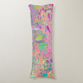 水彩ガーデンサンライズ（紫色の花を使用） ボディピロー (正面縦)