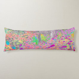 水彩ガーデンサンライズ（紫色の花を使用） ボディピロー