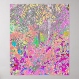 水彩ガーデンサンライズ（紫色の花を使用） ポスター