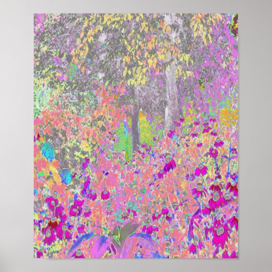 水彩ガーデンサンライズ（紫色の花を使用） ポスター (正面)