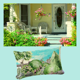 水彩ガーデンシーン ランバークッション