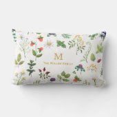 水彩ガーデンファミリーモノグラムパーソナライズされた ランバークッション (裏面)