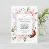 水彩ガーデンフラワーウェディングレセプションのみ 招待状 (スタンド正面)