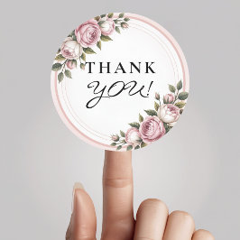 水彩ガーデンフラワーサンキュー ラウンドシール