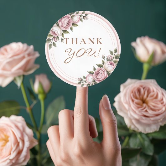 水彩ガーデンフラワーサンキュー ラウンドシール