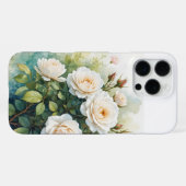 水彩ガーデンフラワーズホワイトローズ iPhoneケース (裏面横)