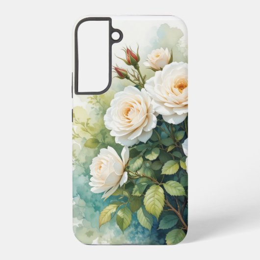 水彩ガーデンフラワーズホワイトローズ SAMSUNG GALAXYケース (裏面)
