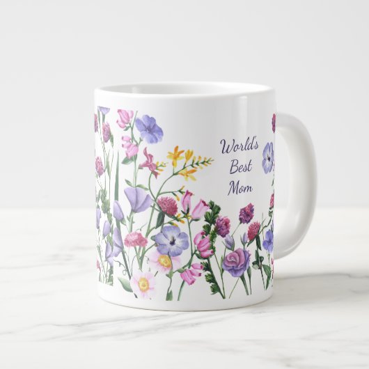 水彩ガーデンフラワーズワールドズマ最高のママグ ジャンボコーヒーマグカップ (正面右)