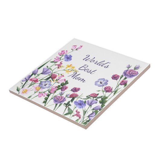 水彩ガーデンフラワーズワールドズマ最高のマム タイル (側面)