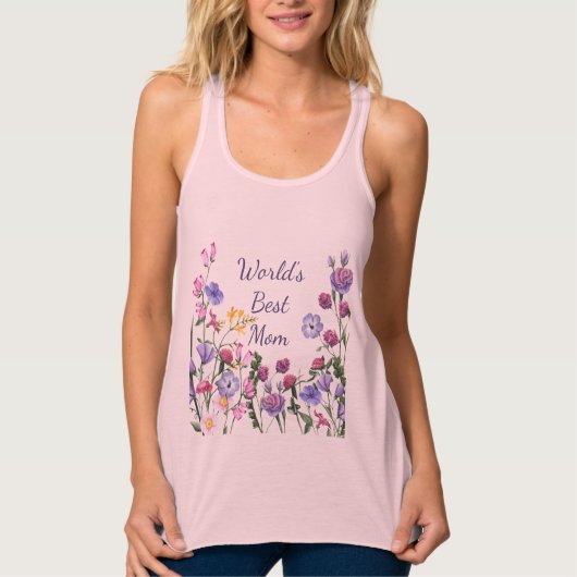 水彩ガーデンフラワーズワールドズマ最高のマム タンクトップ (正面)
