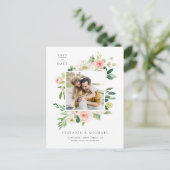 水彩ガーデンフラワーフォトセーブ・ザ・デート 案内ポストカード (スタンド正面)