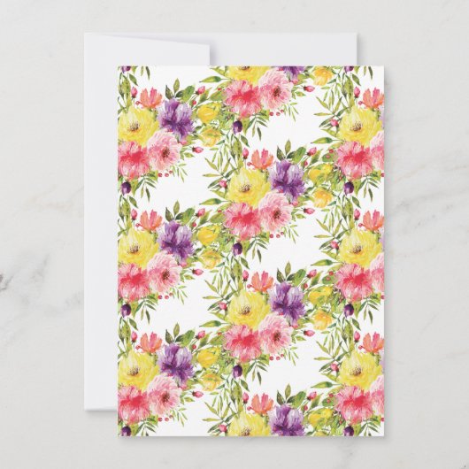 水彩ガーデンフローラ誕生日パーティーの招待 招待状 (裏面)