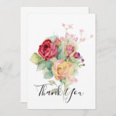 水彩ガーデンローズ サンキューカード (正面/裏面)