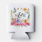 水彩ガーデンワイルドフラワーズモノグラム 缶クーラー (裏面)