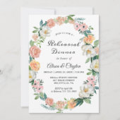 水彩ガーデン フローラル リース リハーサル ディナー 招待状 (正面)