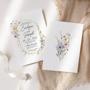 水彩ガーデン ワイルドフラワーズ ボヘミアンモダン ウェディング 招待状