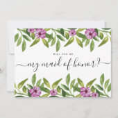 水彩ガーランドが私のメイド・オブ・オーナー（花嫁付き添い人） 招待状 (正面)