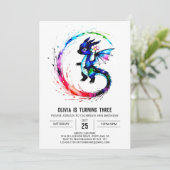 水彩ガーリードラゴンデジタルガールバースデー 招待状 (スタンド正面)