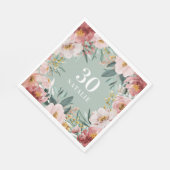 水彩ガーリーフローラ誕生日ピンクのシック スタンダードランチョンナプキン (角)