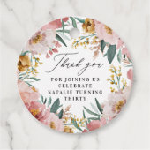 水彩ガーリーフローラ誕生日ピンクのシック フェイバータグ (正面)