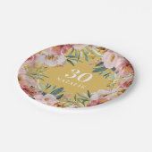 水彩ガーリーフローラ誕生日ピンクのシック ペーパープレート (アングル)