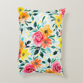 水彩ガーリー花模様 アクセントクッション (裏面(縦))