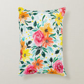 水彩ガーリー花模様 アクセントクッション (正面(垂直))