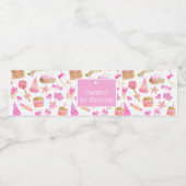 水彩ガーリー誕生日ピンクパタカスタムーン ペットボトルラベル (シングルラベル)