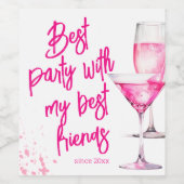 水彩ガールズガレンティンパーティー ワインラベル (シングルラベル)