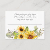 水彩ガールボーホヒマワリ秋おむつラッフル エンクロージャーカード (裏面)