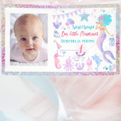 水彩ガールマーメイド1st誕生日パーティーバナー 横断幕