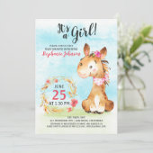 水彩ガール 馬 ベイビーシャワー ファーム インビテーション (スタンド正面)