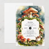 水彩キッズきのこ誕生日 招待状 (正面/裏面)