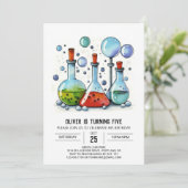 水彩キッズラボサイエンティスト誕生日 招待状 (スタンド正面)