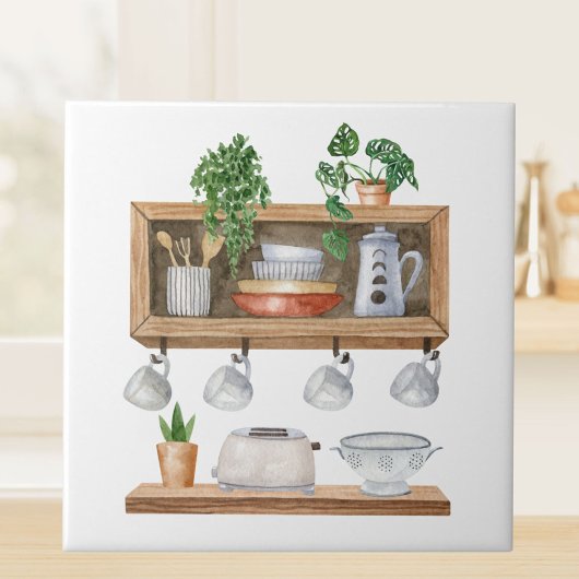 水彩キッチンアースボホスタイル タイル