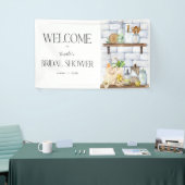 水彩キッチンシーンブライダルシャワーへようこそ 横断幕 (トレードショー)