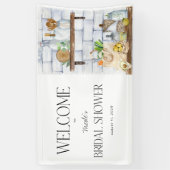 水彩キッチンシーンブライダルシャワーへようこそ 横断幕 (縦)