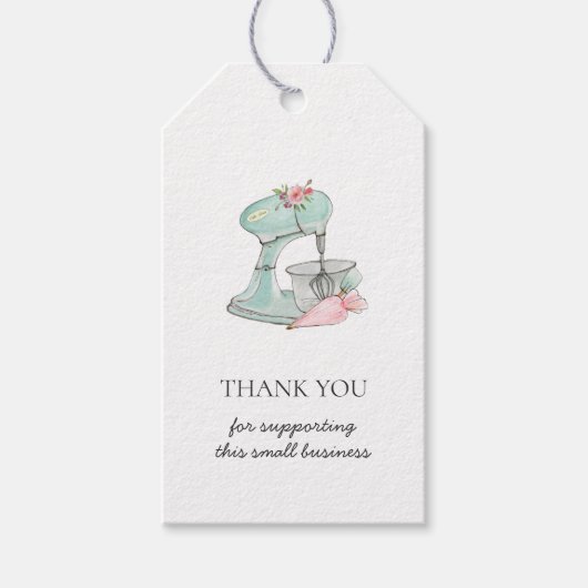 水彩キッチンミキサーのベーカリーありがとうギフトラベル ギフトタグ (正面)