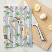 水彩キッチンモノグラム用品ブルーモダンル キッチンタオル (四つ折り)