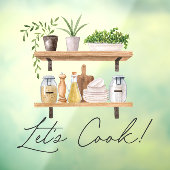 水彩キッチン器具とハウスプラント引用文 ウィンドウサイン (シート3)