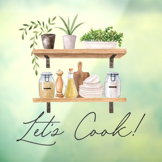 水彩キッチン器具とハウスプラント引用文 ウィンドウサイン (シート3)