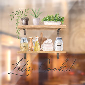 水彩キッチン器具とハウスプラント引用文 ウィンドウサイン (シート2)