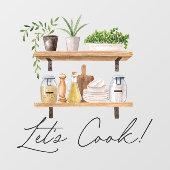 水彩キッチン器具とハウスプラント引用文 ウィンドウサイン (シート)