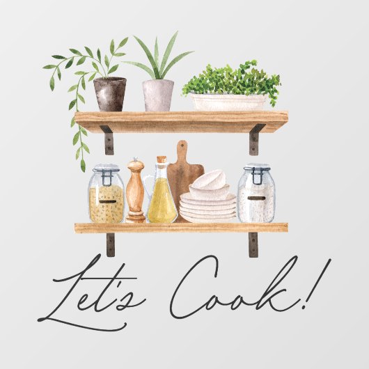 水彩キッチン器具とハウスプラント引用文 ウィンドウサイン (シート)