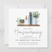 水彩キッチン棚引っ越し祝いパーティーパーティー 招待状 (正面)