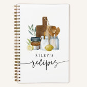 水彩キッチン用品 パーソナライズドレシピ ノートブック (正面)