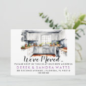 水彩キッチン移動した住所の変更 招待状 (スタンド正面)