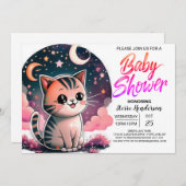 水彩キットンデジタルベビーシャワー 招待状 (正面/裏面)